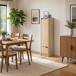 Highboard Storage Cabinet Brown Engineered Wood Sideboard Buffet Furniture
