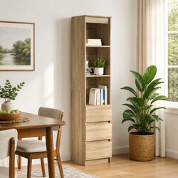 Highboard Storage Cabinet Brown Engineered Wood Sideboard Buffet Cupboard 180cm