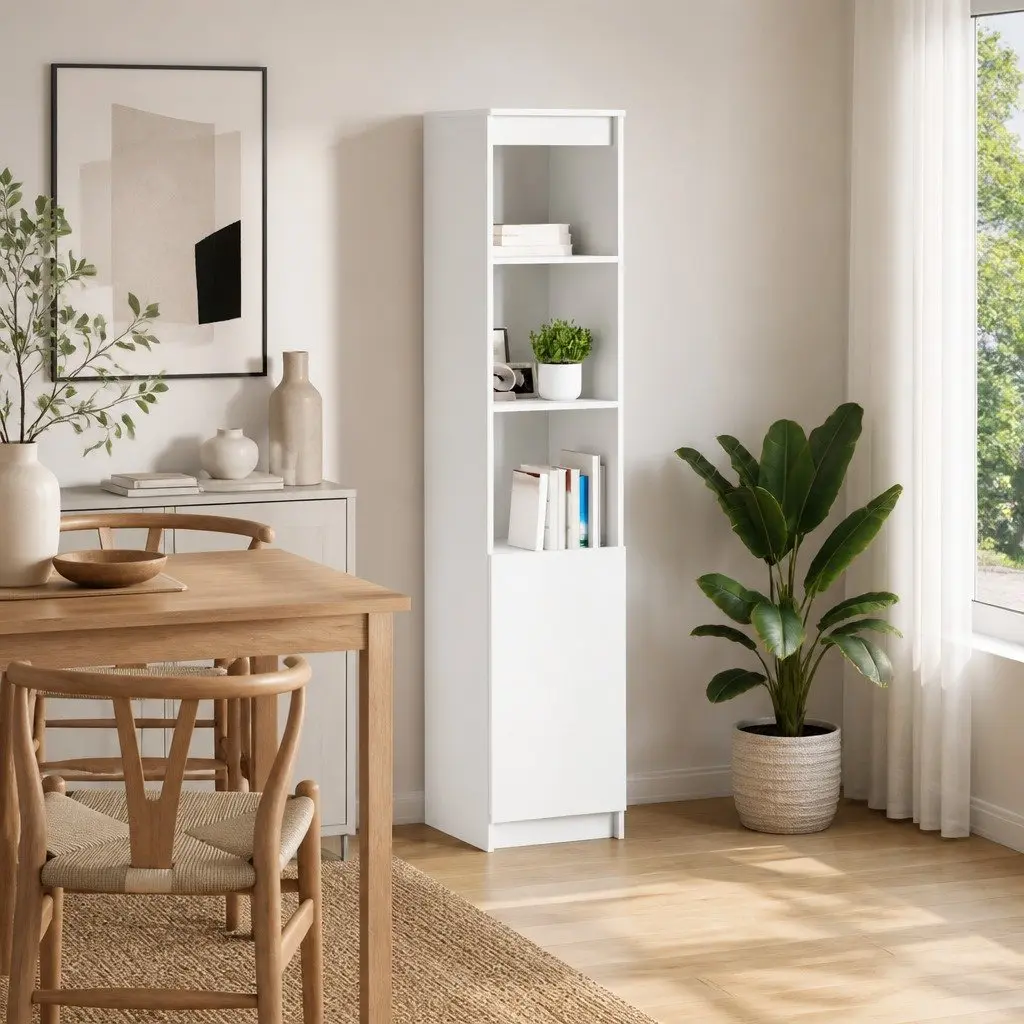 Highboard Storage Cabinet Engineered Wood White 37.5L x 35W x 180H cm