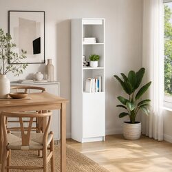 Highboard Storage Cabinet White Engineered Wood Sideboard Buffet Cupboard