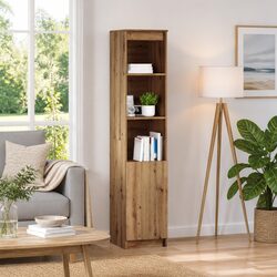 Highboard Storage Cabinet Brown Engineered Wood Sideboard Buffet Organiser