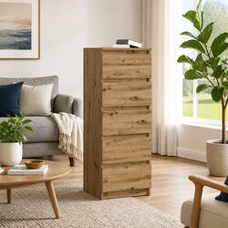 Sideboard with Drawers Brown Storage Cabinet Engineered Wood Buffet Organiser