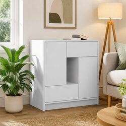 Sideboard with Drawers and Doors White Storage Cabinet Buffet Living Room