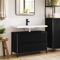 Bathroom Vanity Unit Basin Cabinet with Drawers Storage Black Oak 90x34.5x60cm