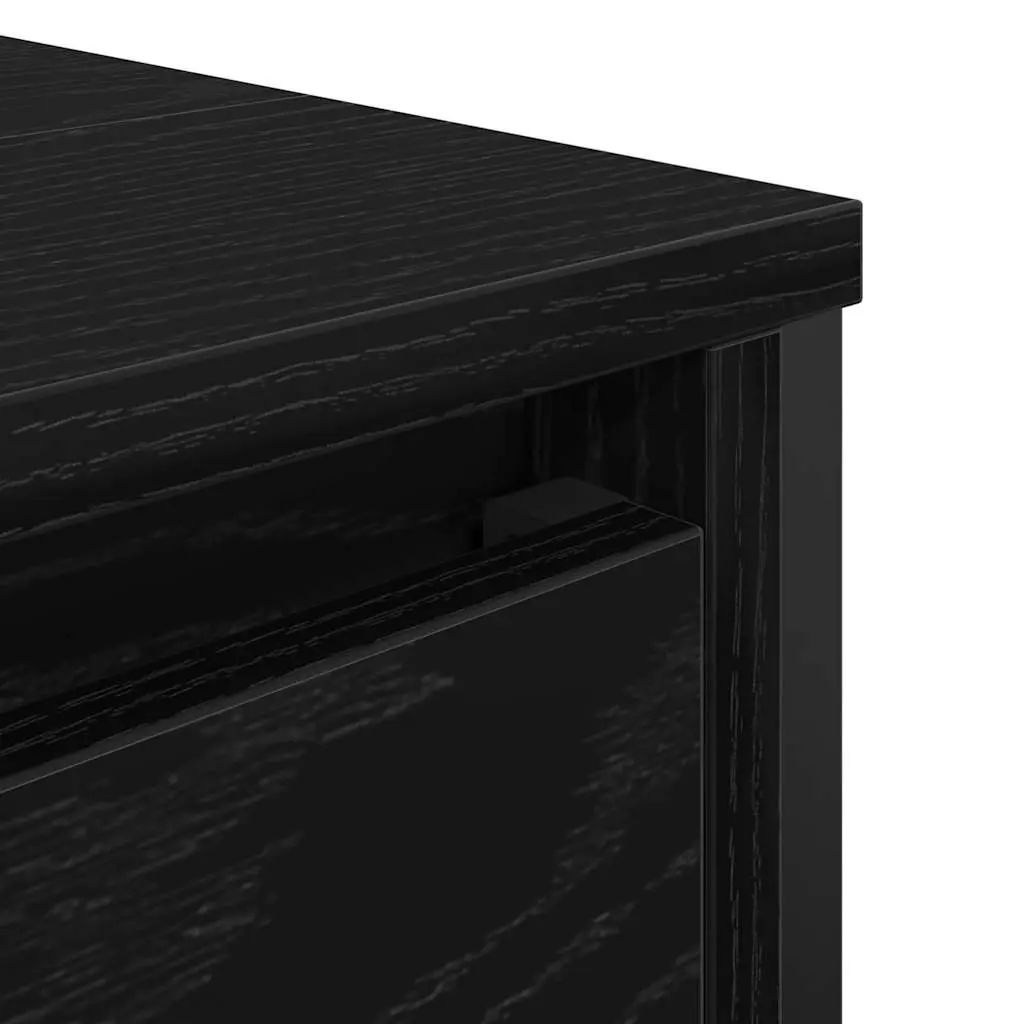 Bathroom Vanity Cabinet Black 60cm Engineered Wood Storage Unit with 2 Compartments