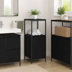 Bathroom Vanity Cabinet with Shelves Storage Organizer Black Oak 36x35x95cm