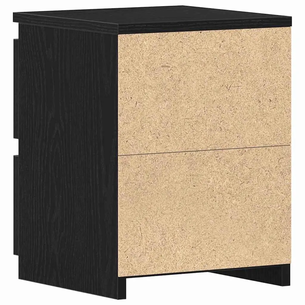 Bedside Cabinet 2 Pieces Engineered Wood Black Storage Drawer Nightstand