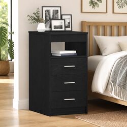 Drawer Storage Cabinet Black Oak 40x50x76cm Engineered Wood Furniture Organiser