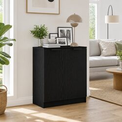 Sideboard Black Oak 60x30x70cm Modern Storage Cabinet Living Dining Room
