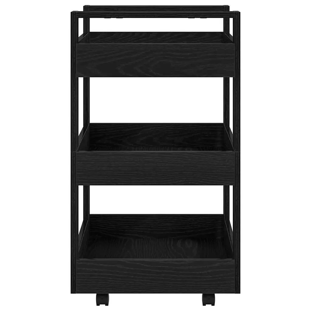 Kitchen Trolley Engineered Wood Black 60 x 45 x 80 cm with Castors