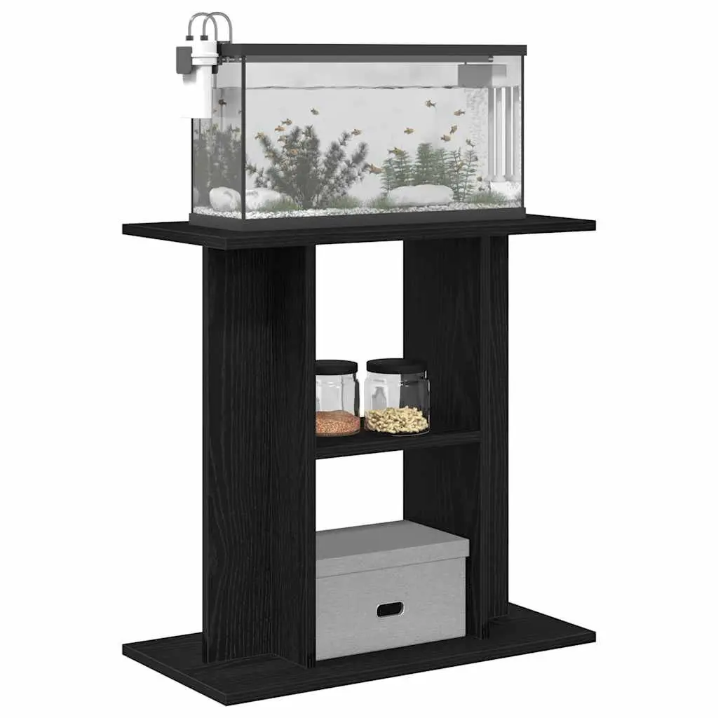 Aquarium Stand 3-Tier Fish Tank Display Cabinet Black Oak Storage Furniture