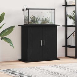 Aquarium Stand Fish Tank Cabinet Black Oak Storage Furniture with Compartments