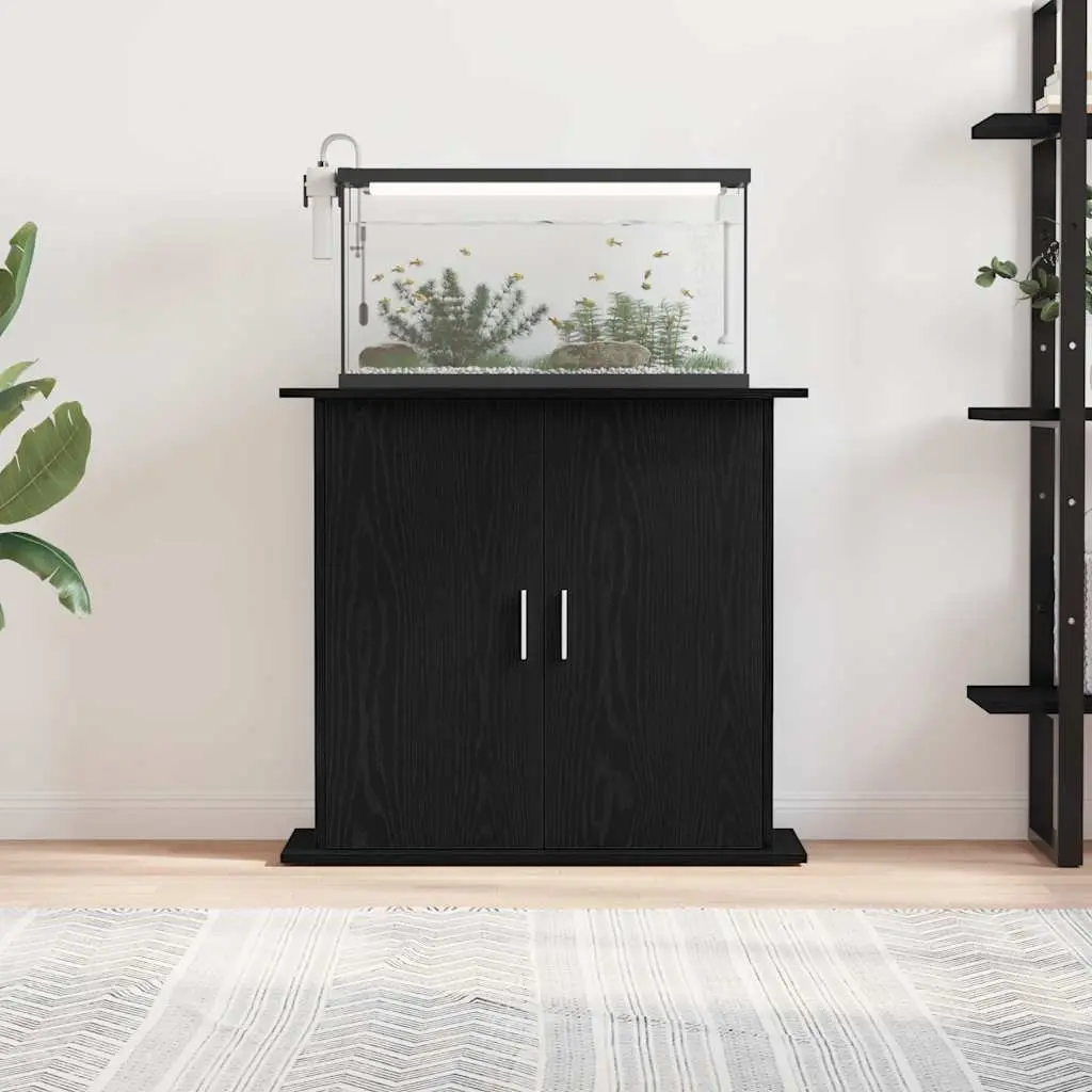 Aquarium Stand Storage Cabinet Engineered Wood Black Oak 81x36x73cm