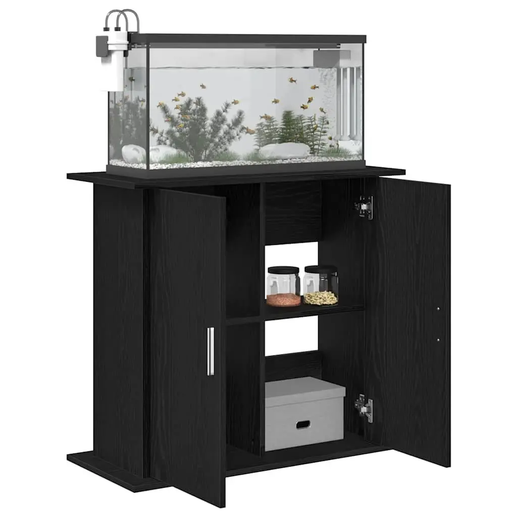 Aquarium Stand Storage Cabinet Engineered Wood Black Oak 81x36x73cm