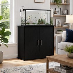 Aquarium Stand Fish Tank Cabinet Storage Black Oak Engineered Wood Display