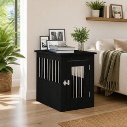 Dog Crate Furniture End Table Black Oak 45x62x59cm Engineered Wood Cage