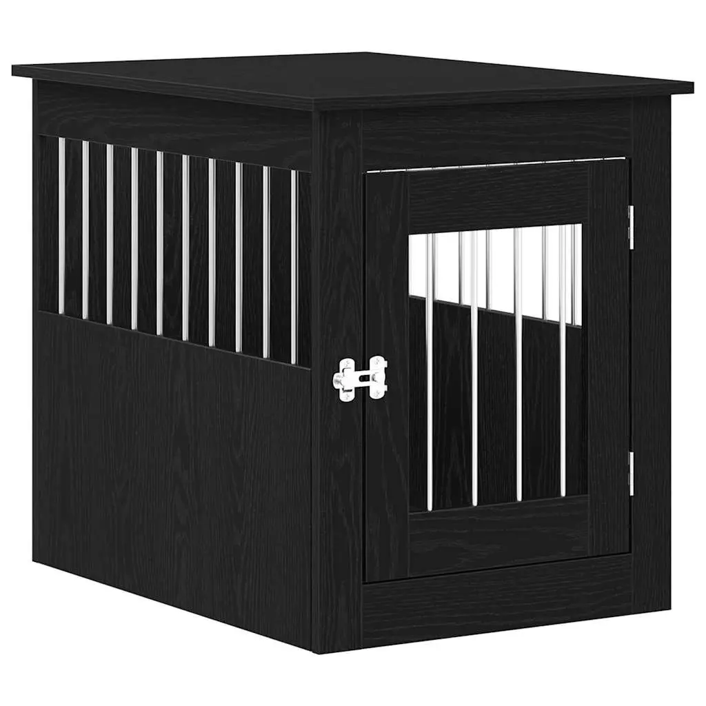 Dog Crate Furniture End Table Black Oak 55x75x65cm Engineered Wood