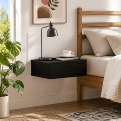 Floating Bedside Table Wall-Mounted Nightstand Brown Engineered Wood Storage