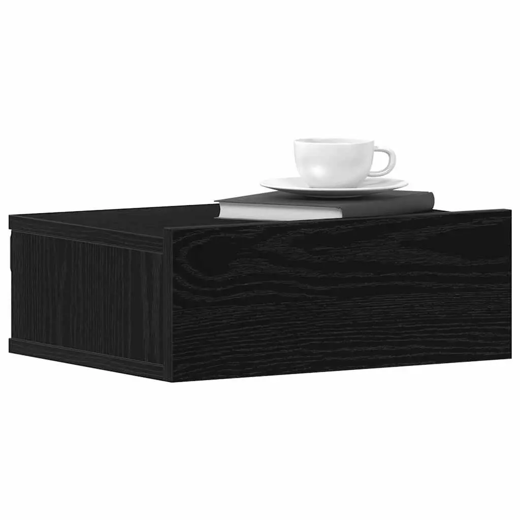 Floating Nightstand Wall-Mounted Storage Brown Engineered Wood