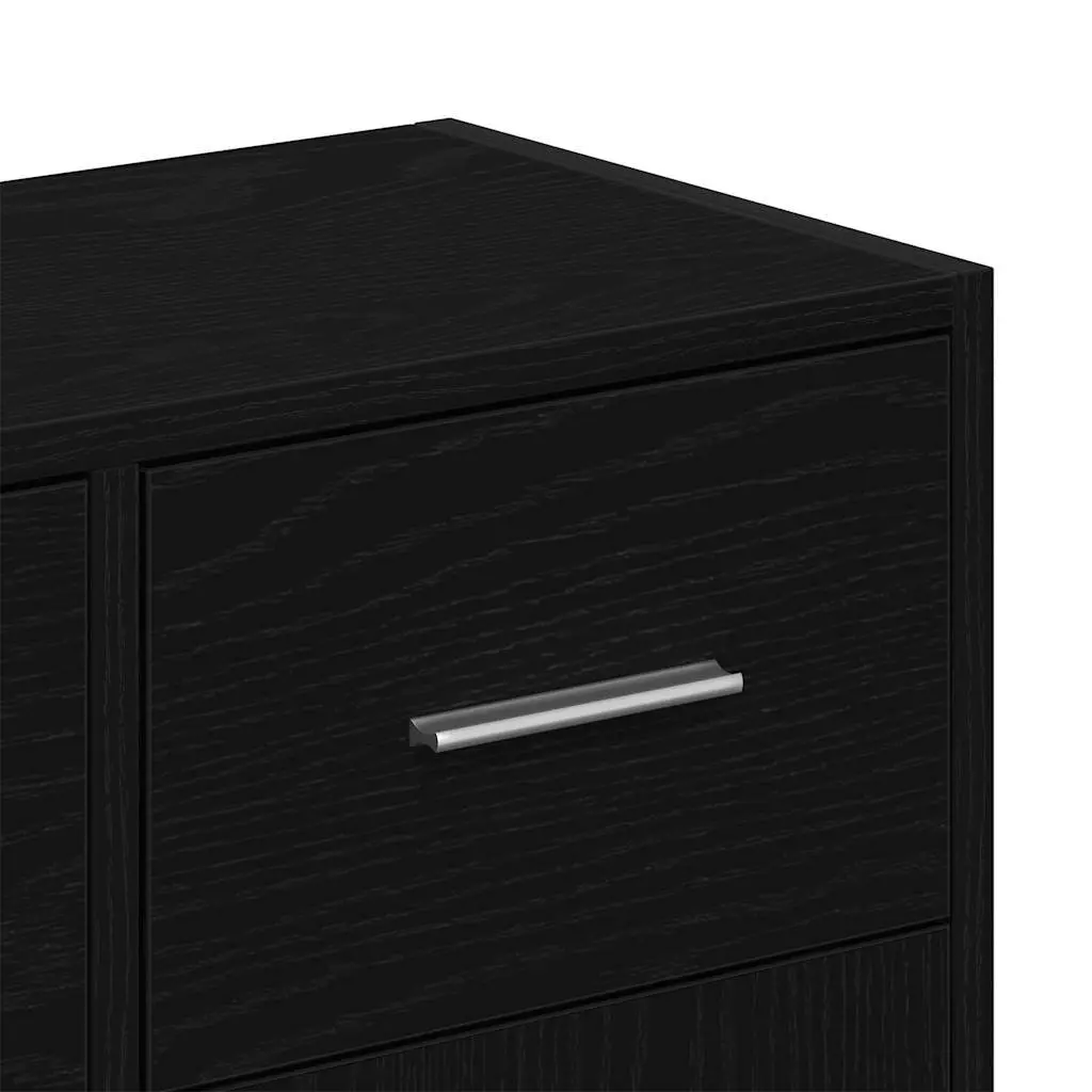 Sideboard Storage Cabinet Engineered Wood Black Oak 91x28x75 cm