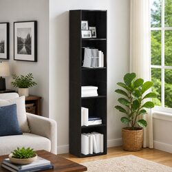 Book Cabinet Black Oak 40x30x189 cm Storage Shelving Engineered Wood Bookshelf