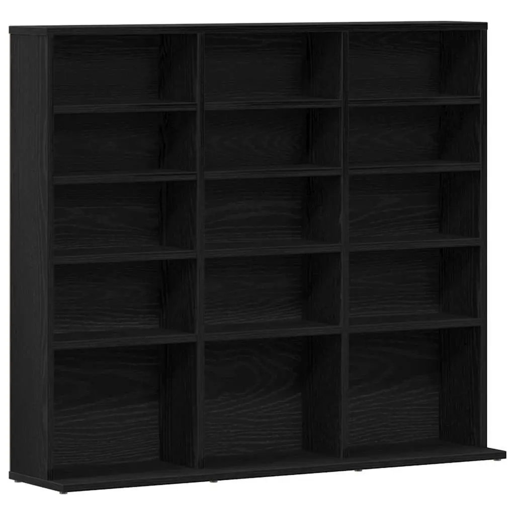 CD Cabinet Engineered Wood Black Oak 100x23x89.5cm Media Storage Organiser Unit