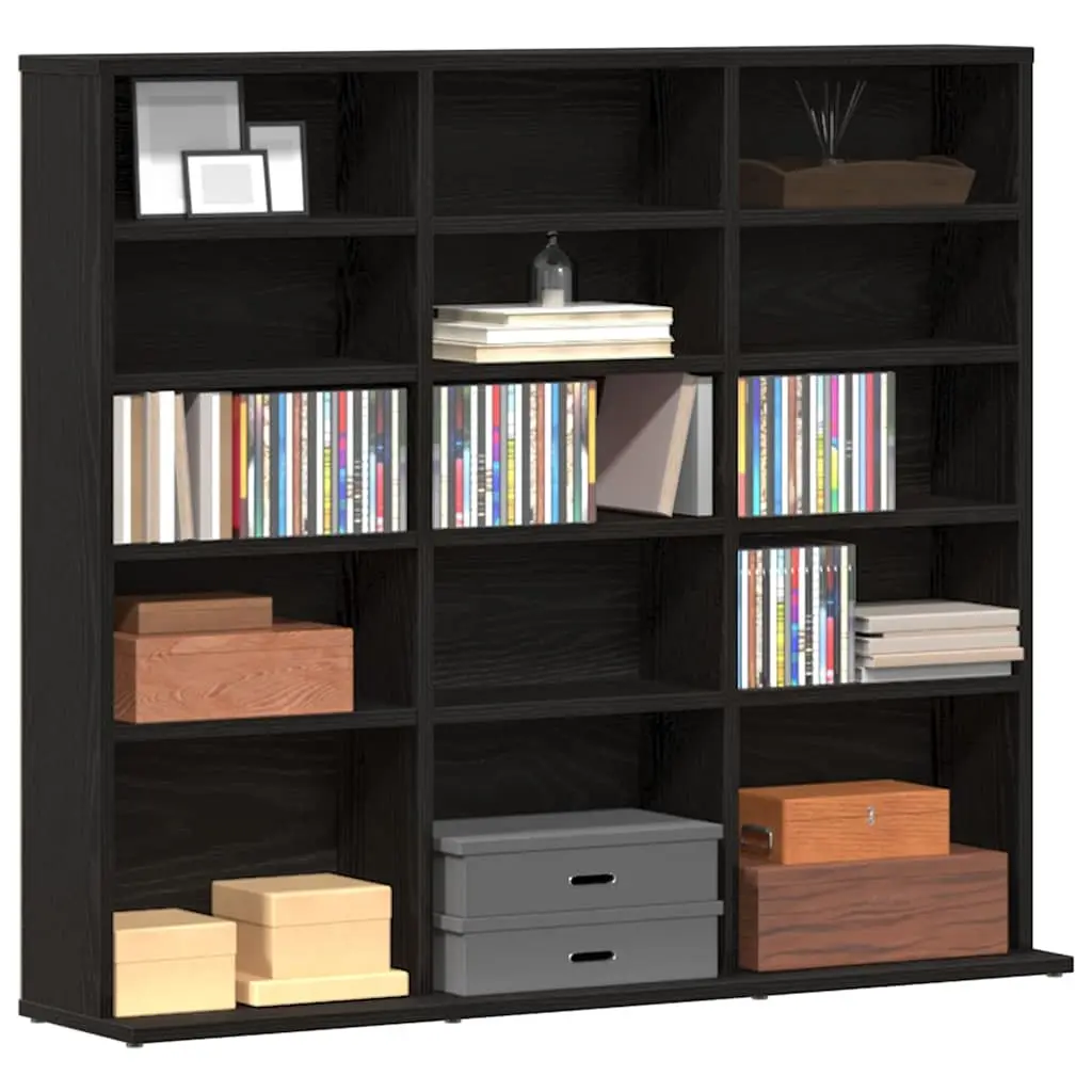 CD Cabinet Engineered Wood Black Oak 100x23x89.5cm Media Storage Organiser Unit