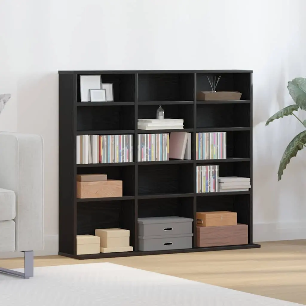 CD Cabinet Engineered Wood Black Oak 100x23x89.5cm Media Storage Organiser Unit