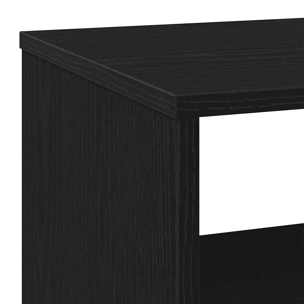 Side Table 2-Tier Storage Black Oak 70x35x60 cm with Swivel Wheels