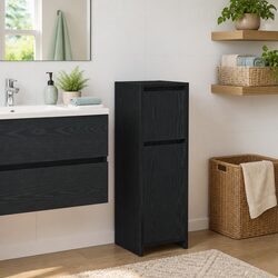 Bathroom Vanity Cabinet Black Oak Modern Storage Unit 30 x 30 x 95 cm