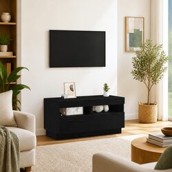 TV Cabinet Black Modern Entertainment Unit 80 x 35 x 40 cm Storage Shelves