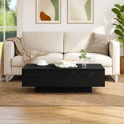Coffee Table Black Modern Engineered Wood Lounge Accent Furniture Clean Lines