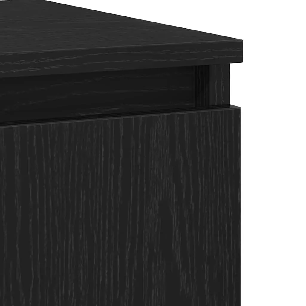 Engineered Wood Sideboard Storage Cabinet Flush Doors 104cm Black