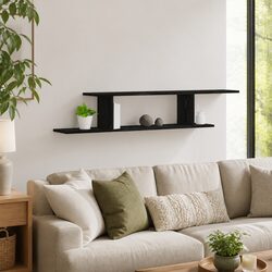 Wall-mounted TV Shelf Black Oak Modern Living Room Storage Display Unit 125cm