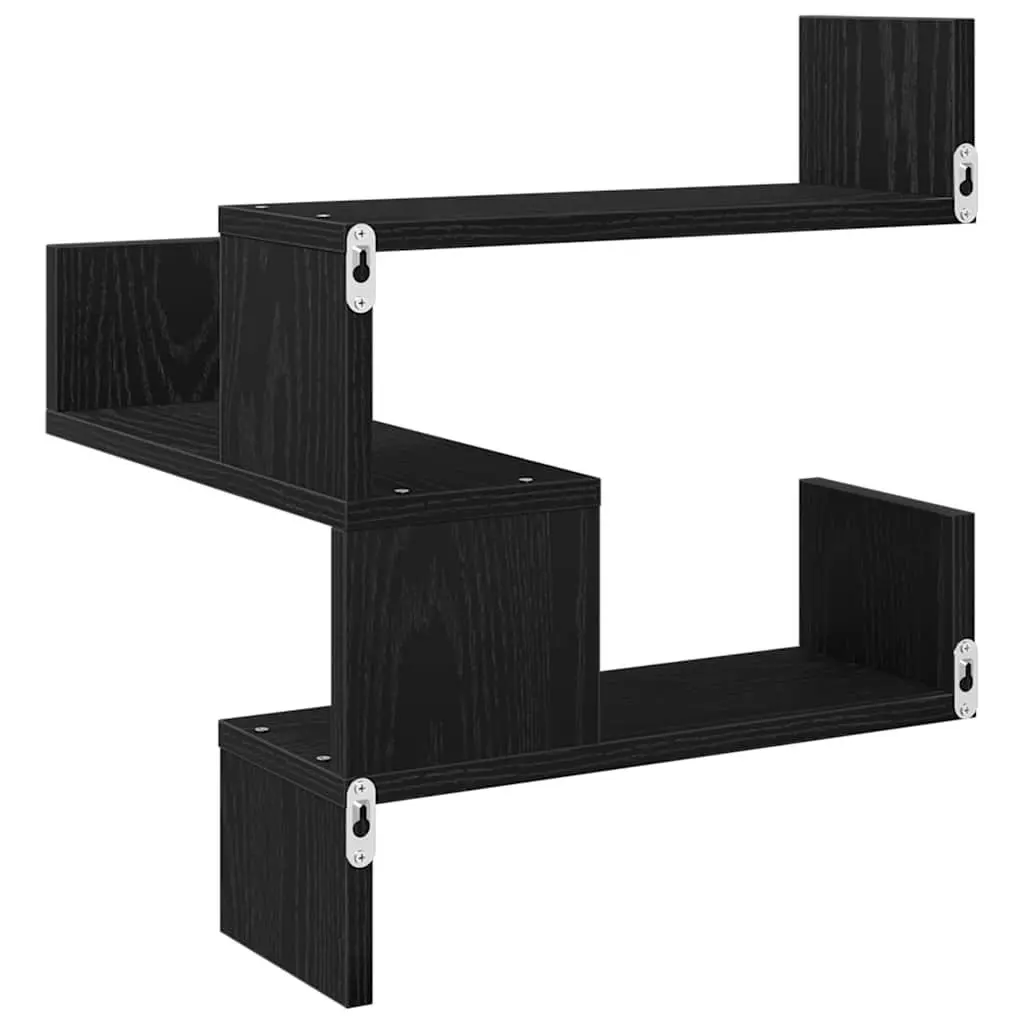 Wall Shelf Modern Storage Black Oak 40 x 40 x 49.5 cm Mounted