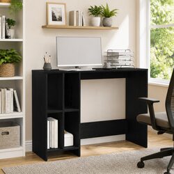 Desk with Shelves Black Oak Modern Home Office Study Workspace Computer Table