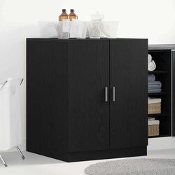 Washing Machine Cabinet Black Oak Storage Laundry Room Organizer Hinged Doors