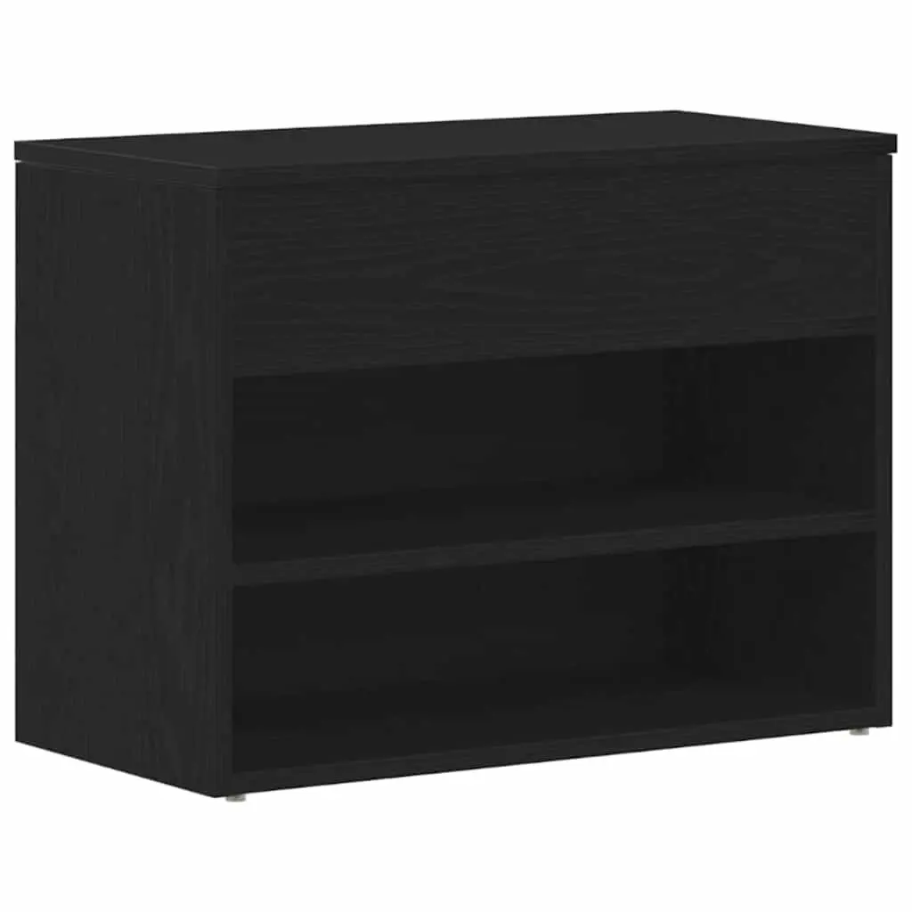 Shoe Bench with Shelf Engineered Wood Black Oak 60x30x45cm