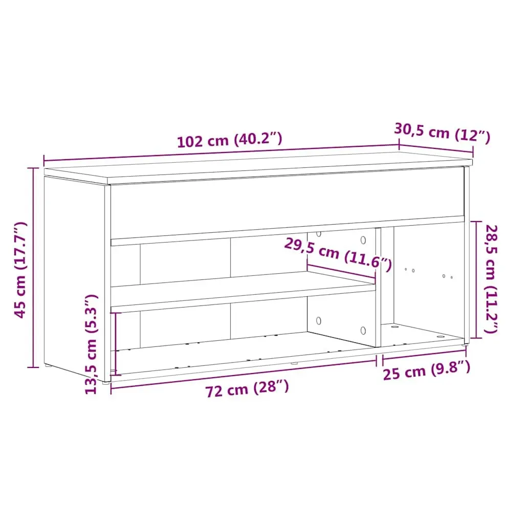 Shoe Bench Black Storage Organiser Seating Entryway Footwear Rack