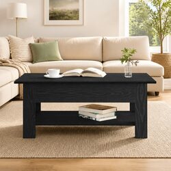 Coffee Table Black Oak Modern Living Room Storage Accent Engineered Wood 102cm