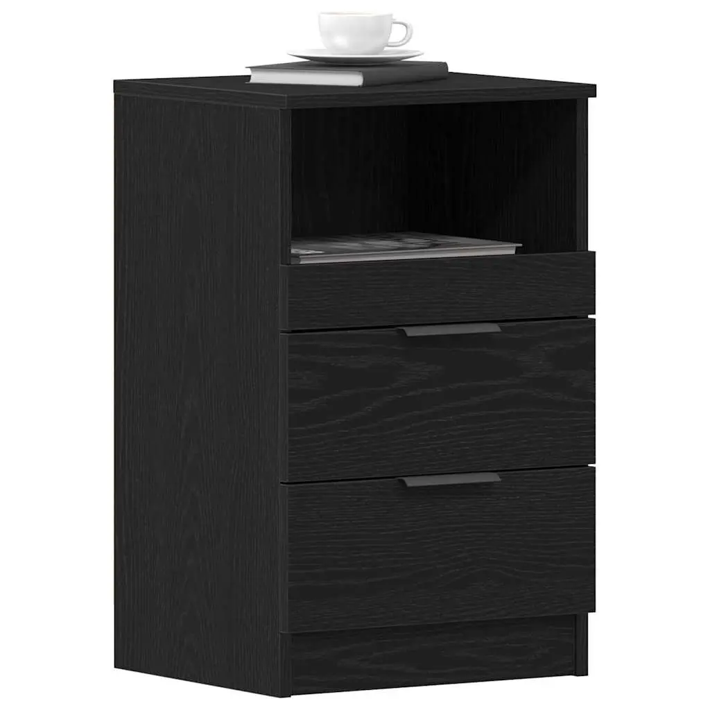 Bedside Cabinet Engineered Wood Drawer Storage 40x35x65cm Black Oak