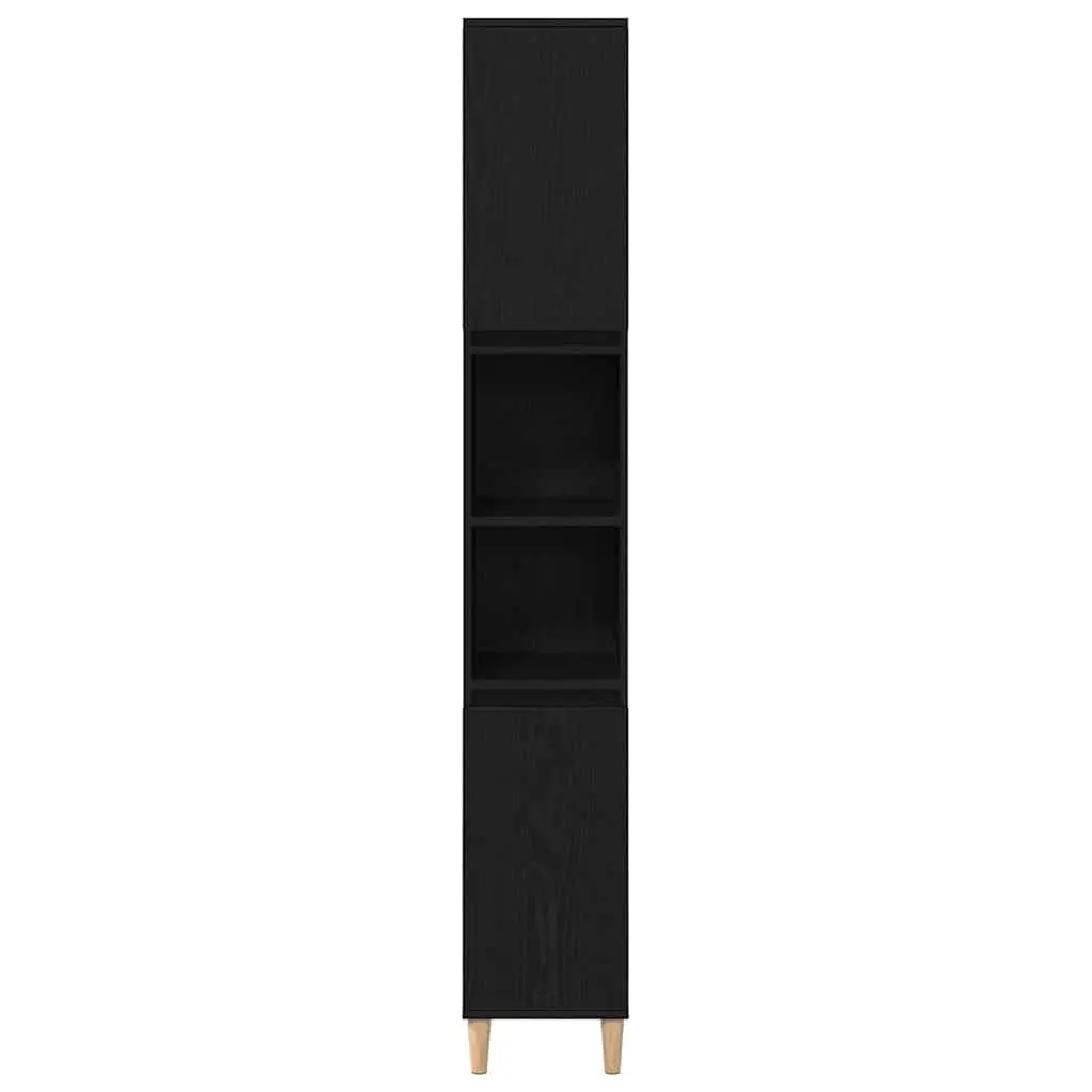 Bathroom Cabinet Storage Unit Engineered Wood 30x30x190cm Black Oak
