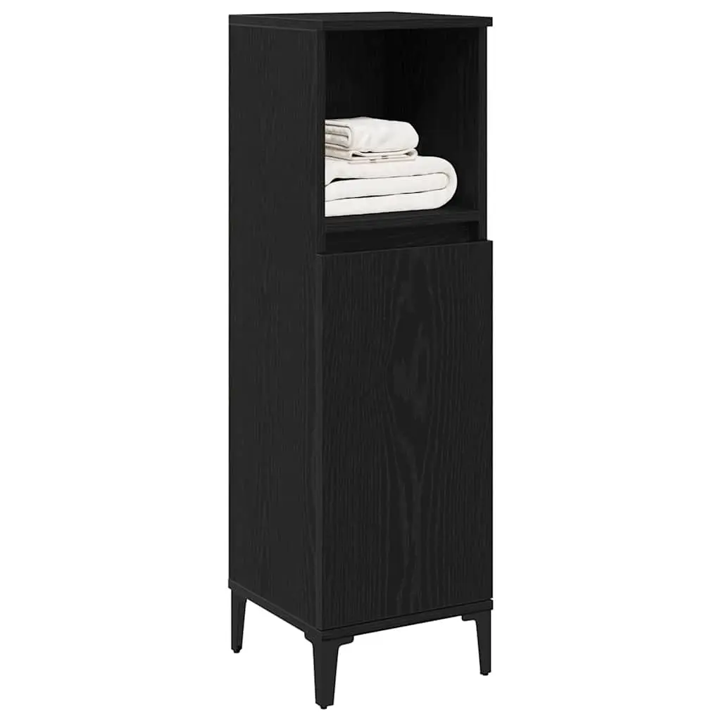 Bathroom Cabinet Wall-Mounted Storage Unit Black Modern Engineered Wood
