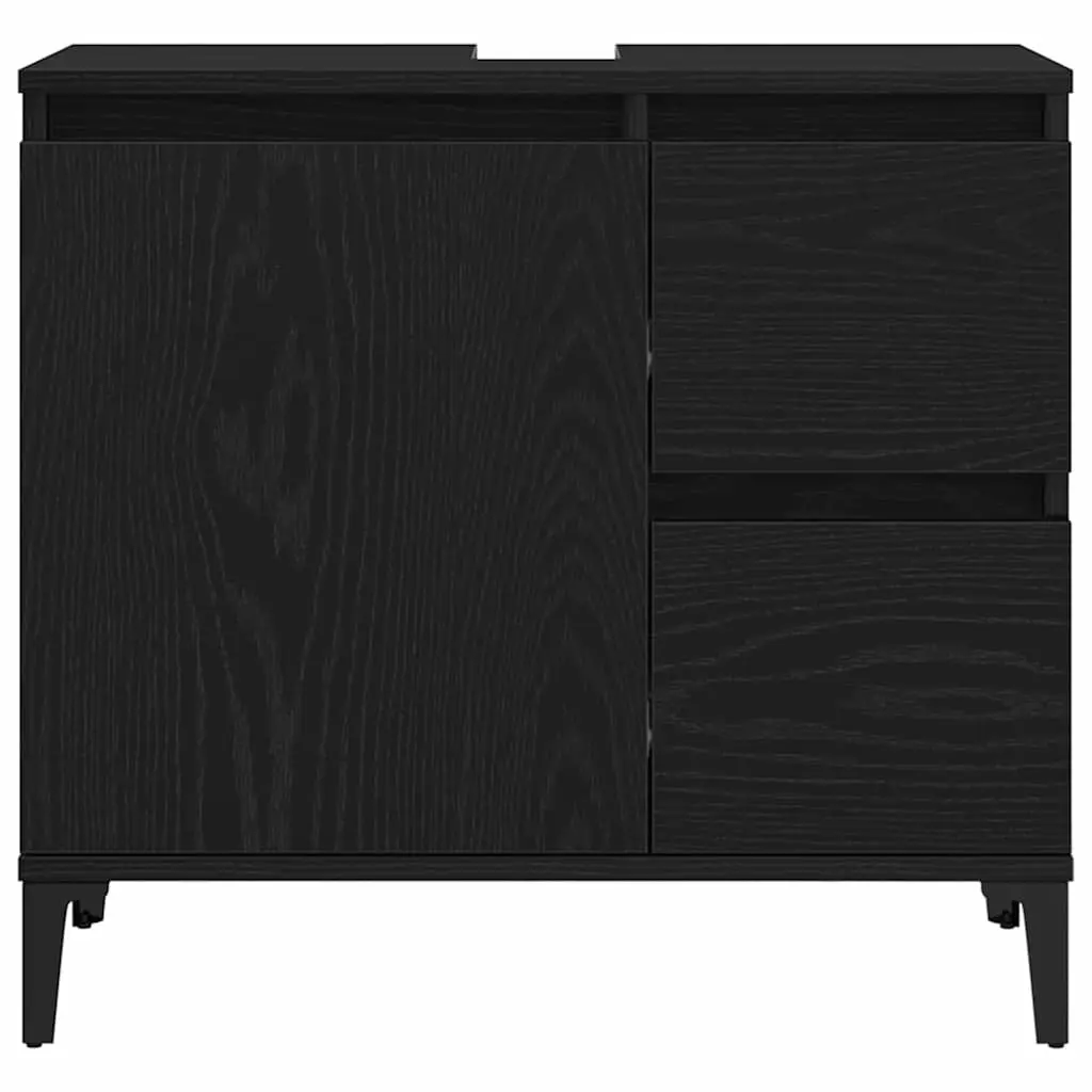 Bathroom Vanity Cabinet Wall-Mounted Storage Unit Engineered Wood Black Oak