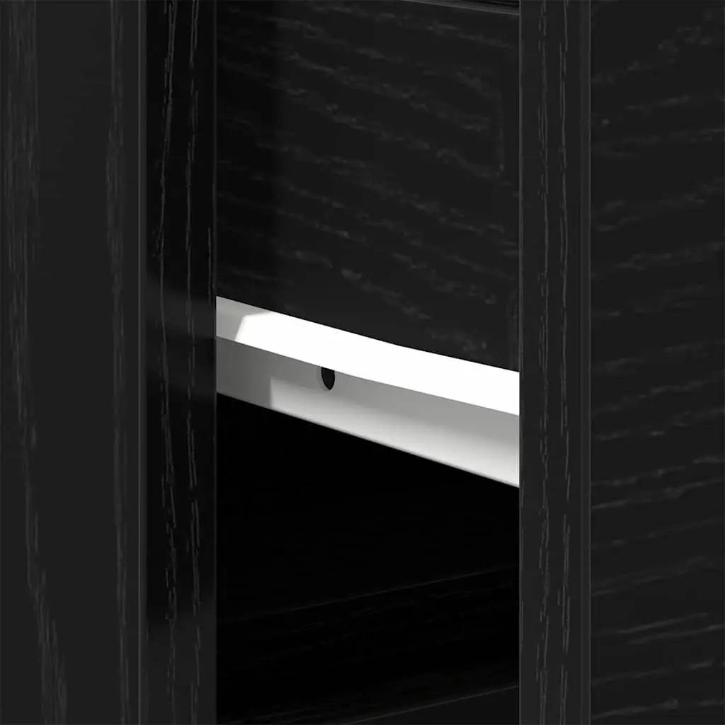 Bathroom Vanity Cabinet Wall-Mounted Storage Unit Engineered Wood Black Oak