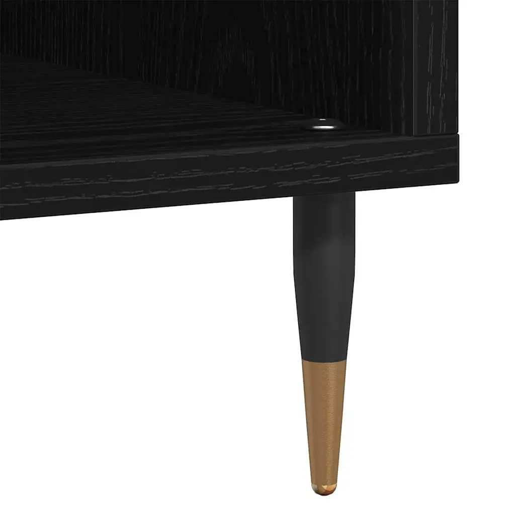 Record Cabinet Modern Storage Unit Engineered Wood Black Oak