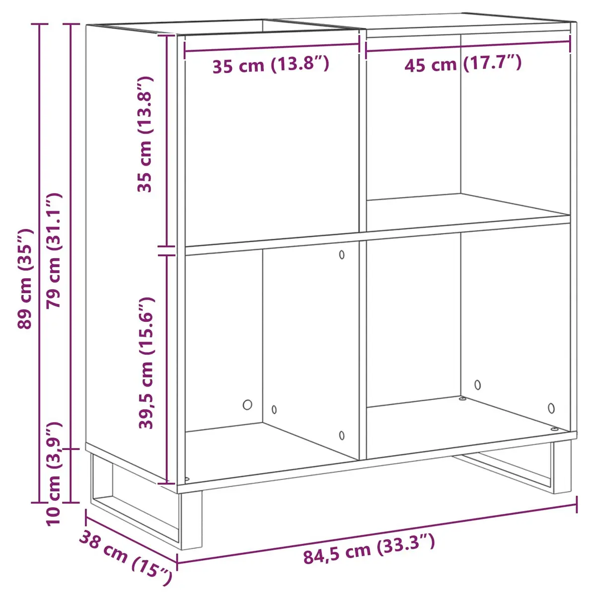 Record Storage Cabinet Engineered Wood Media Shelf Display Unit Brown