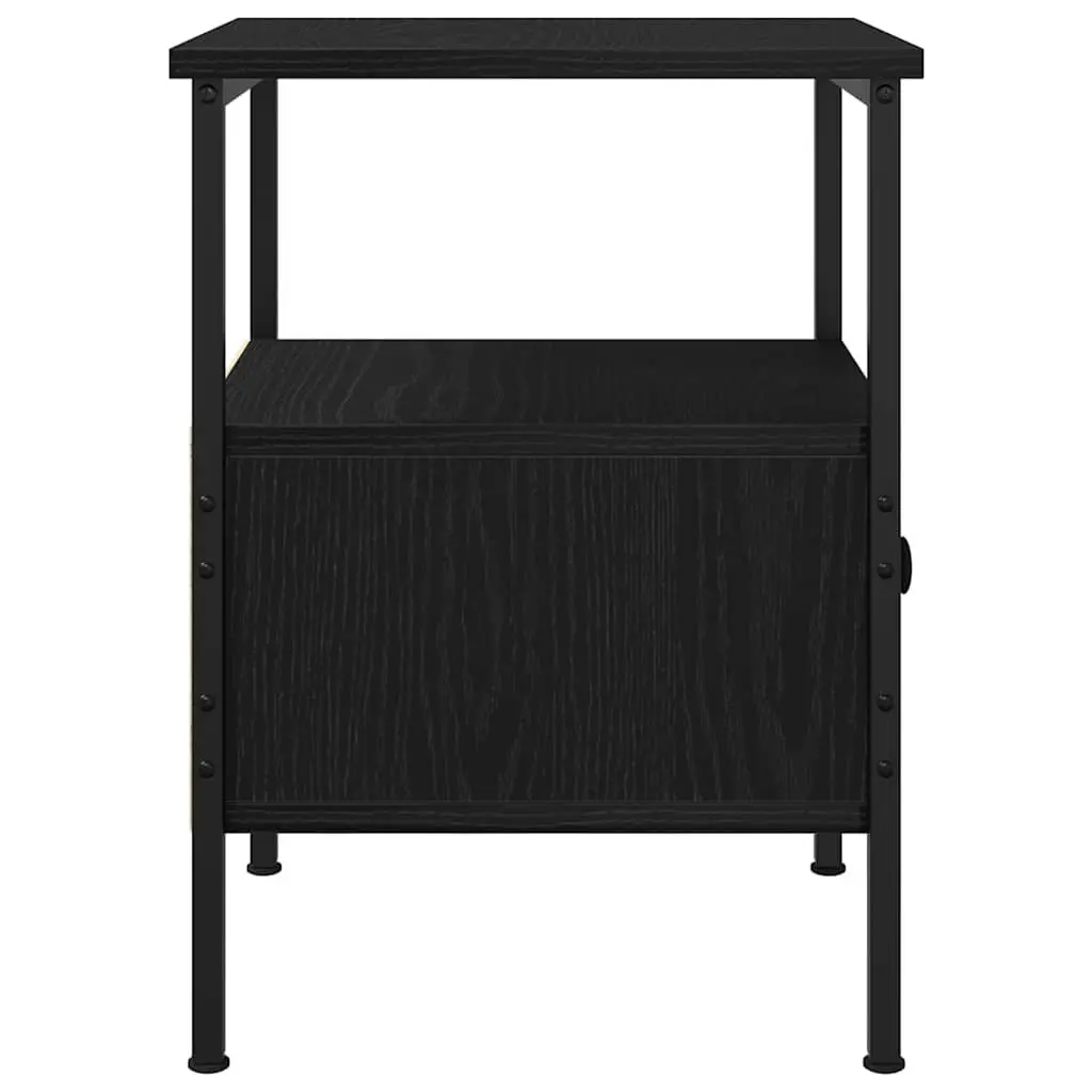 Bedside Cabinet 2 pcs Compact Storage Table Drawer Shelf Black 34 x 36 x 50 cm