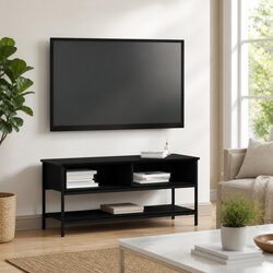 TV Cabinet Set Wall-Mounted Living Room Storage Unit Black Engineered Wood
