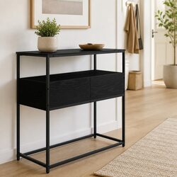 Console Table Black 75x40x75cm Engineered Wood Hallway Entryway Storage Display